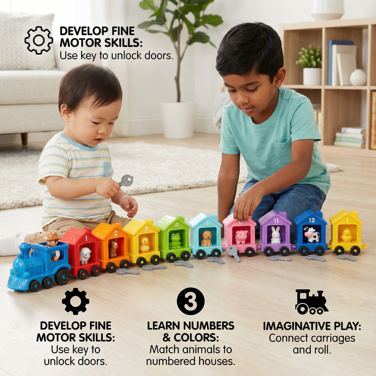 Montessori Farm Learning Train Toy for Kids