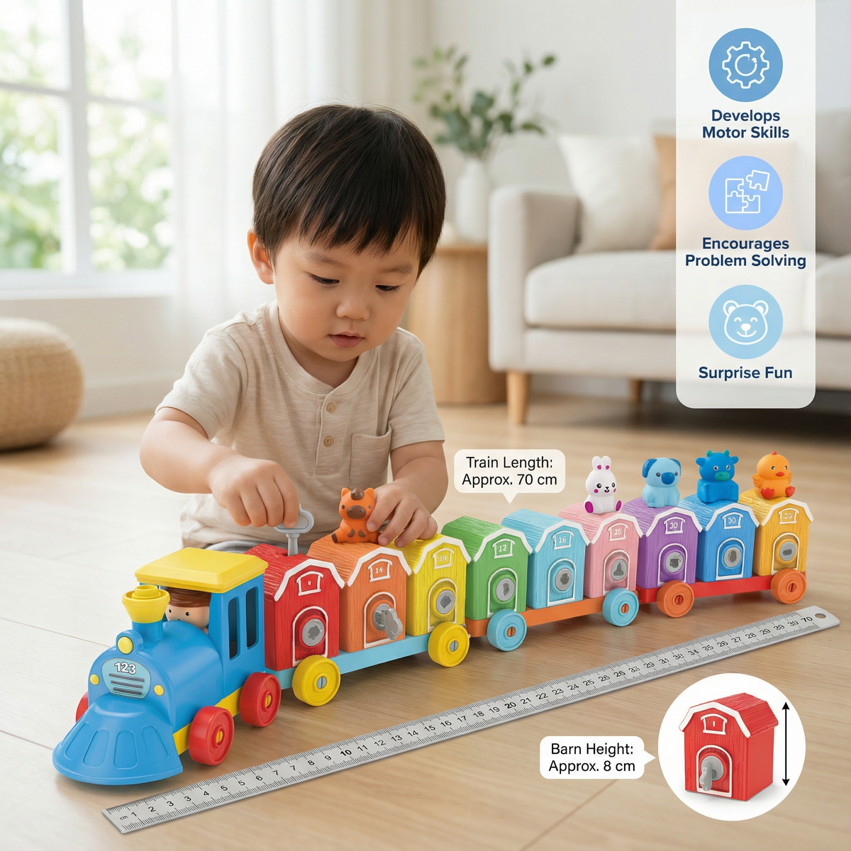 Montessori Farm Learning Train Toy for Kids