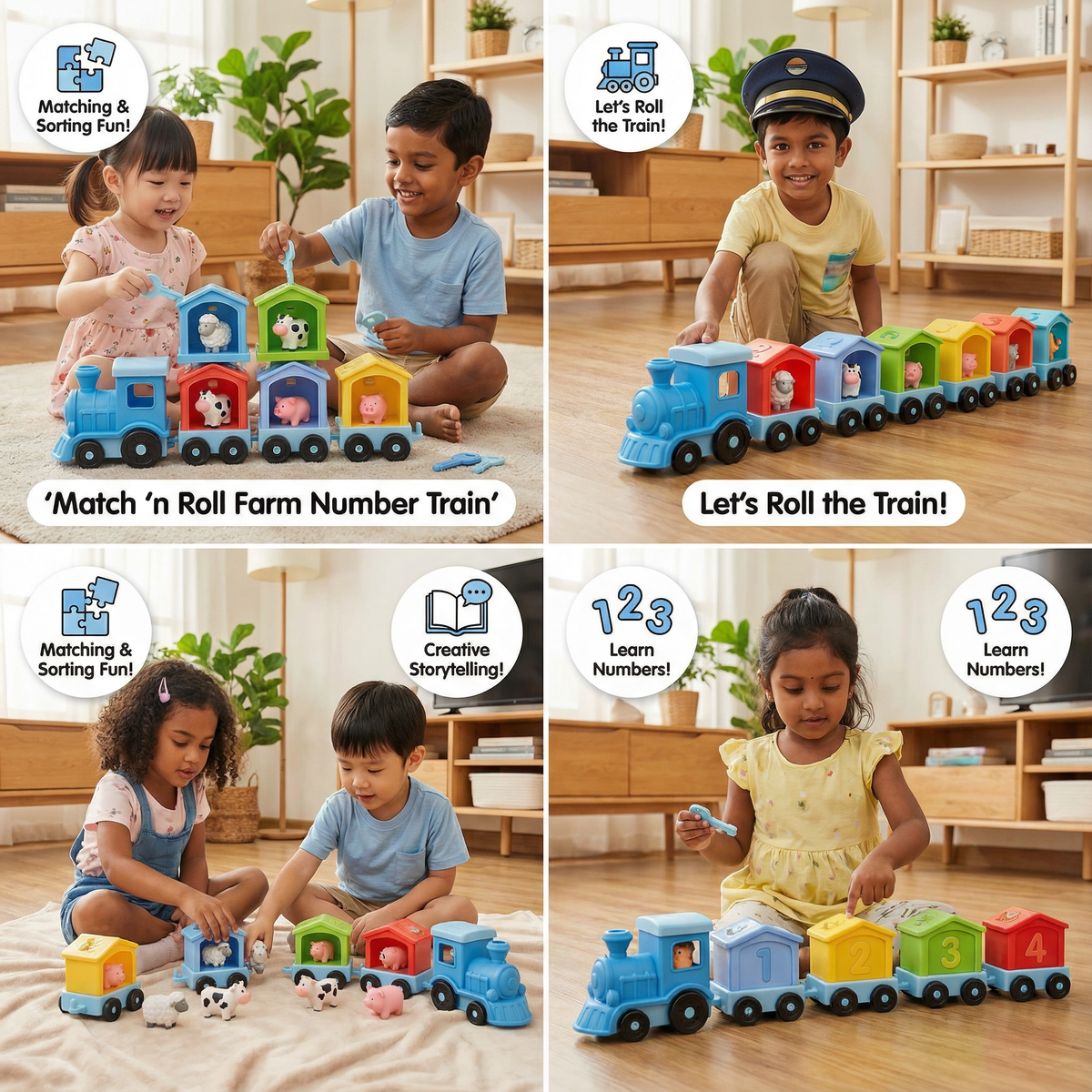 Montessori Farm Learning Train Toy for Kids