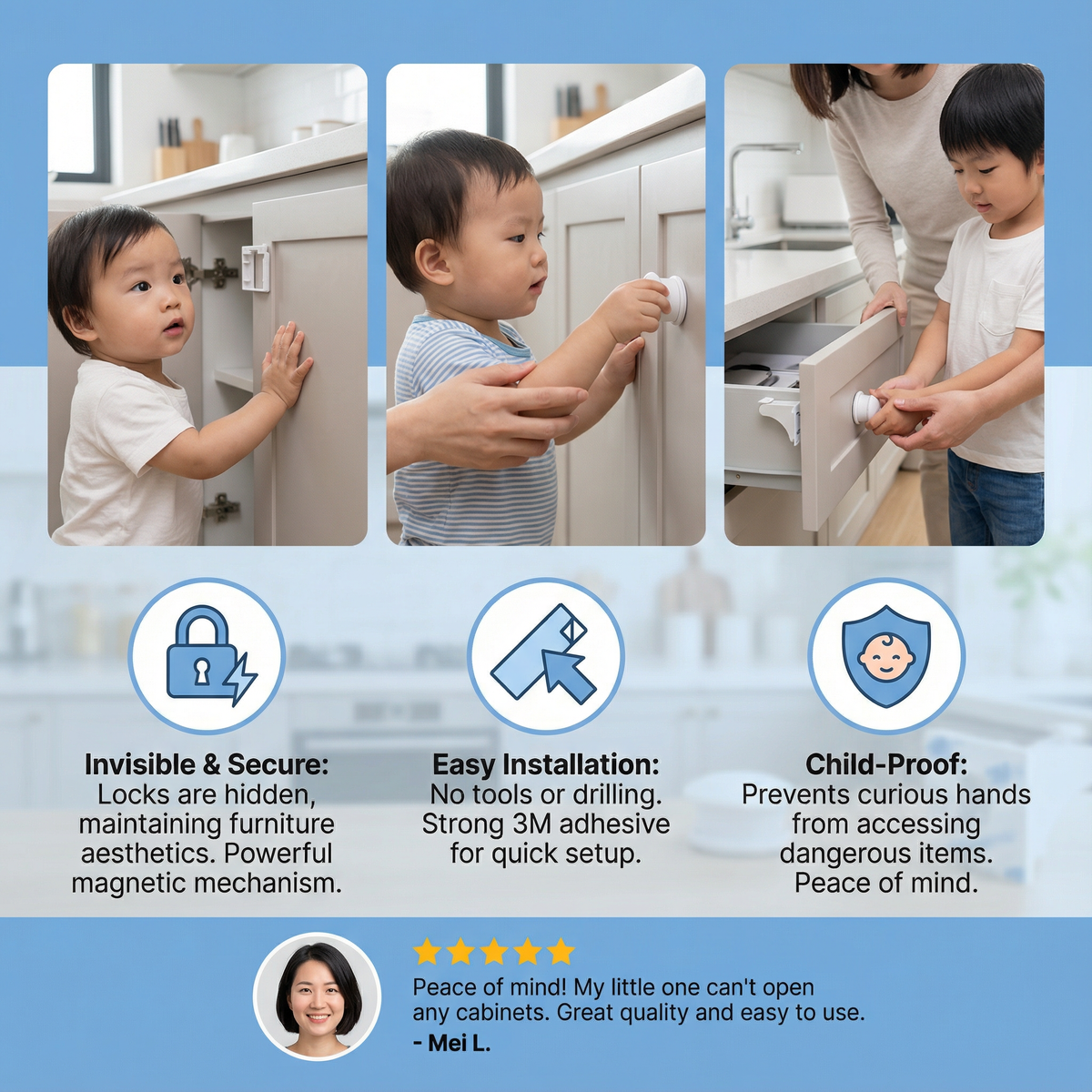 Magnetic Child Safety Cabinet and Door Set