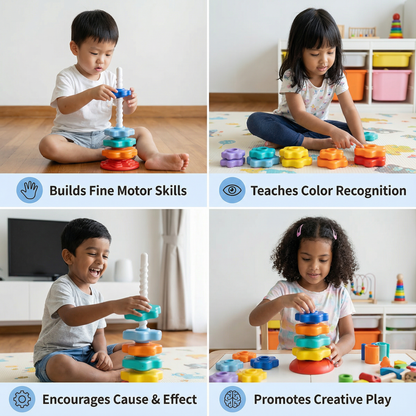 Rainbow Spinning and Color Tower Toy