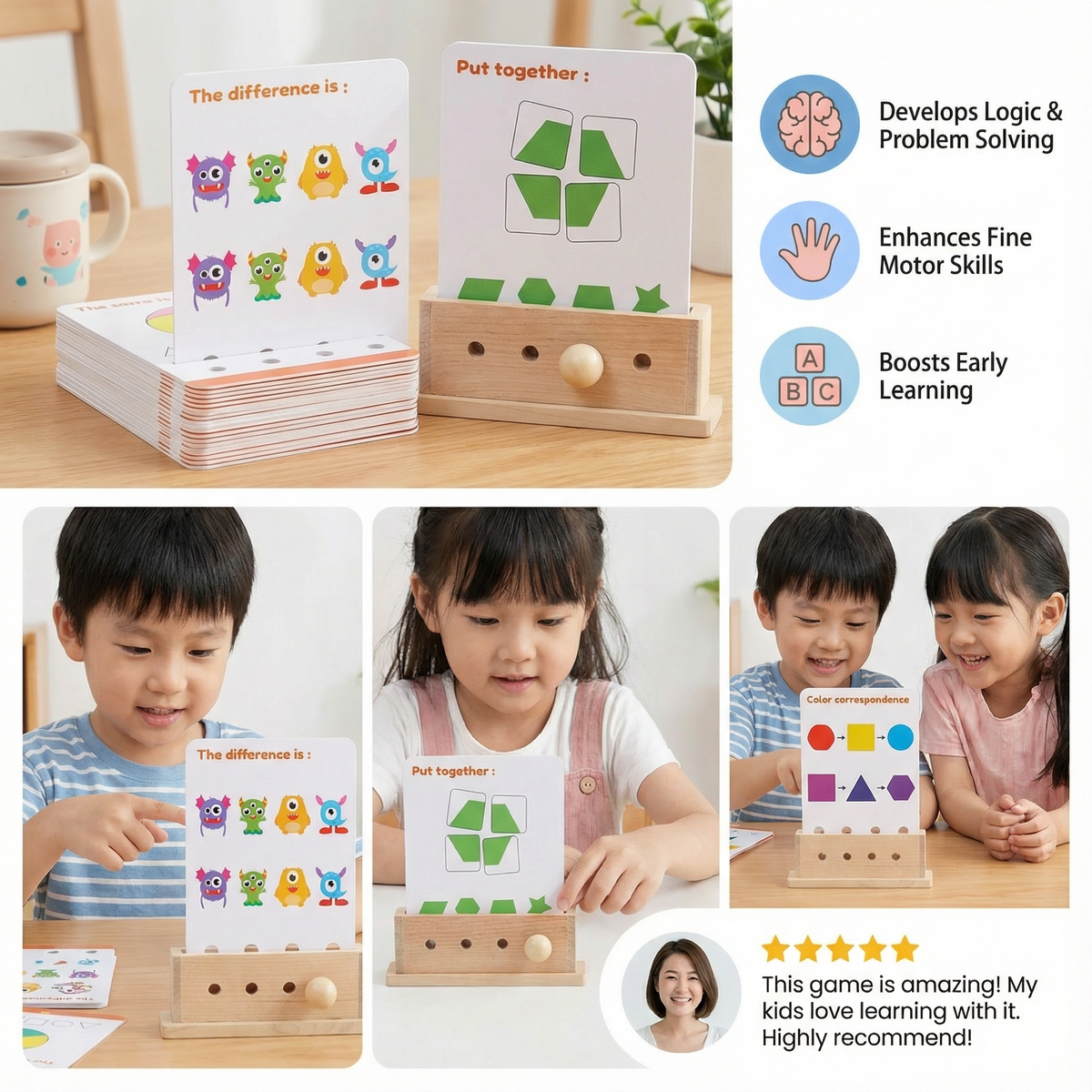 Wooden Logic Decoding Learning Game for Children - Promoting Early Skills