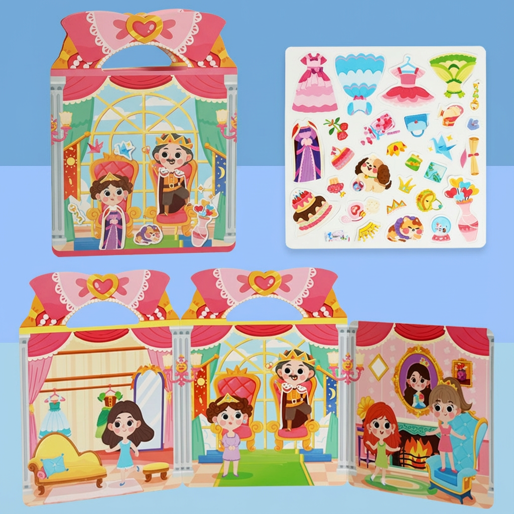 Reusable Montessori Sticker Books with Various Themed Worlds