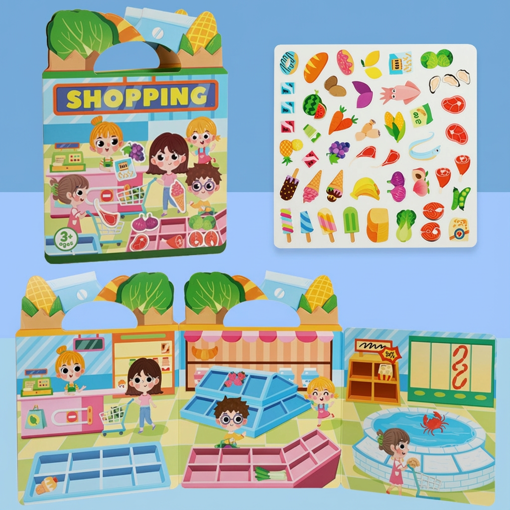 Reusable Montessori Sticker Books with Various Themed Worlds