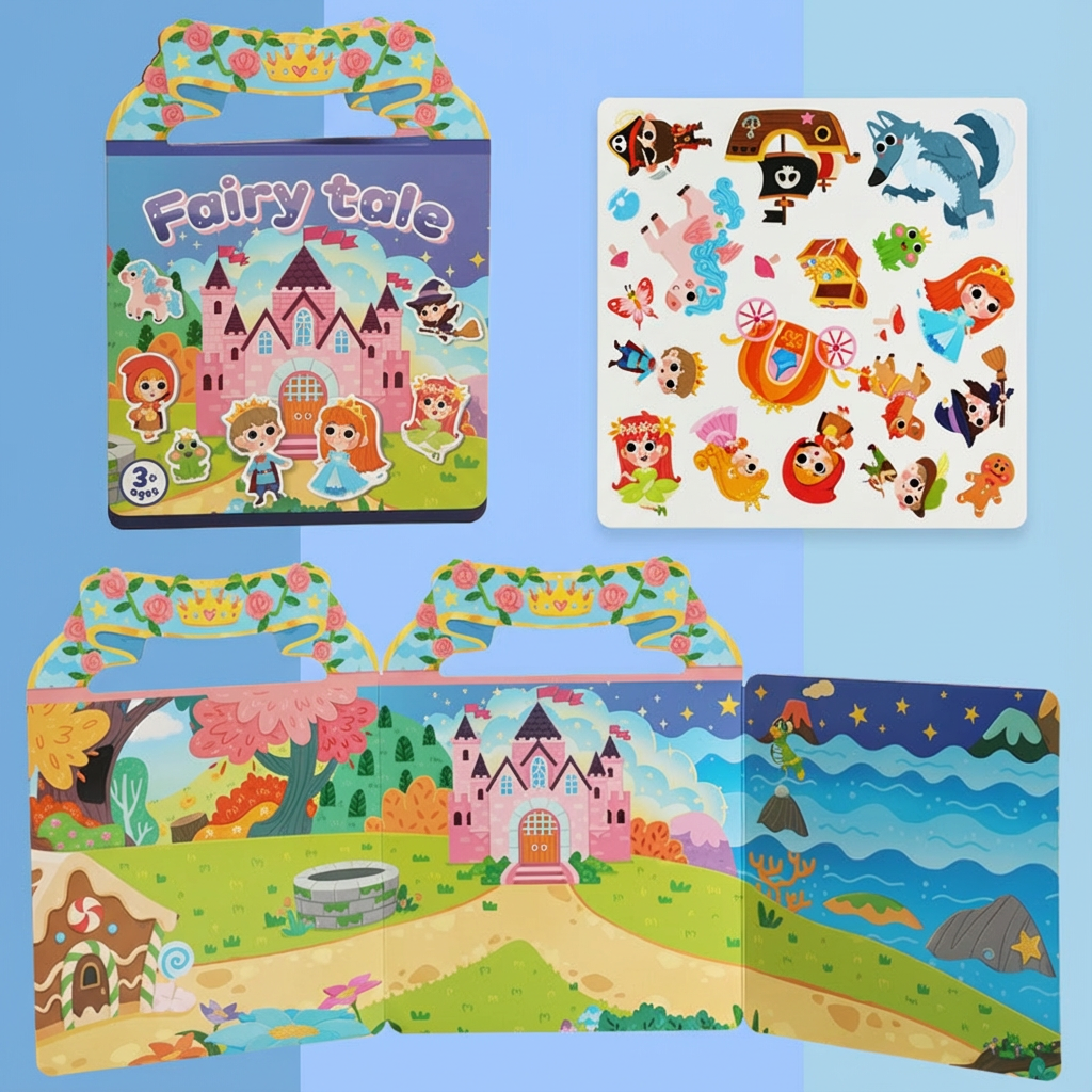 Reusable Montessori Sticker Books with Various Themed Worlds