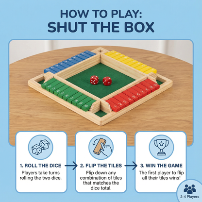 Shut The Box Family Folding Game – 4 Player Set