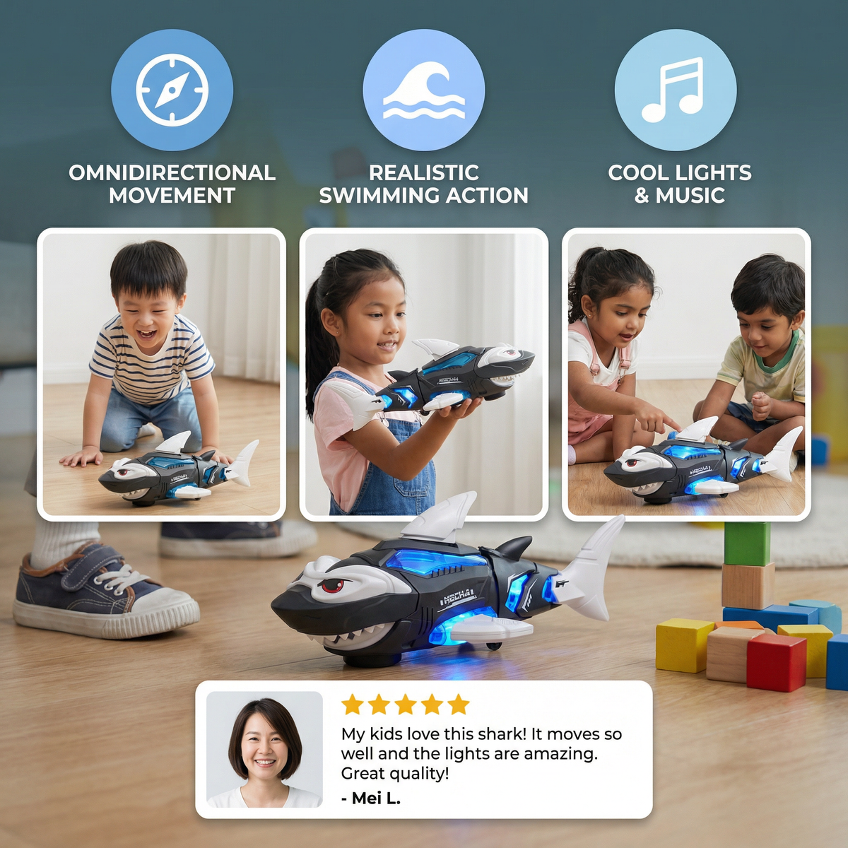 Glowing Musical Shark Toy for Kids