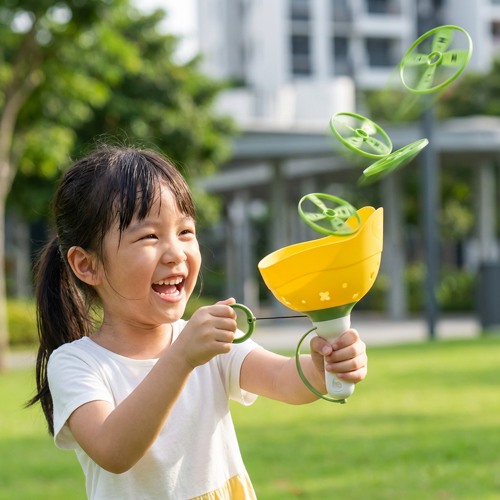 Flying Propeller Toy with Pull String Launcher