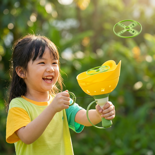 Flying Propeller Toy with Pull String Launcher