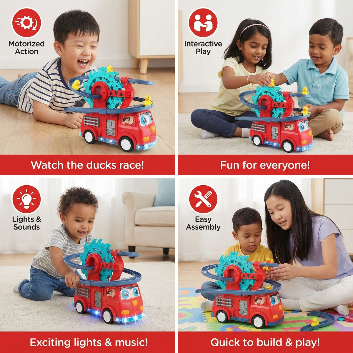Firefighter Duck Slide Car Toy