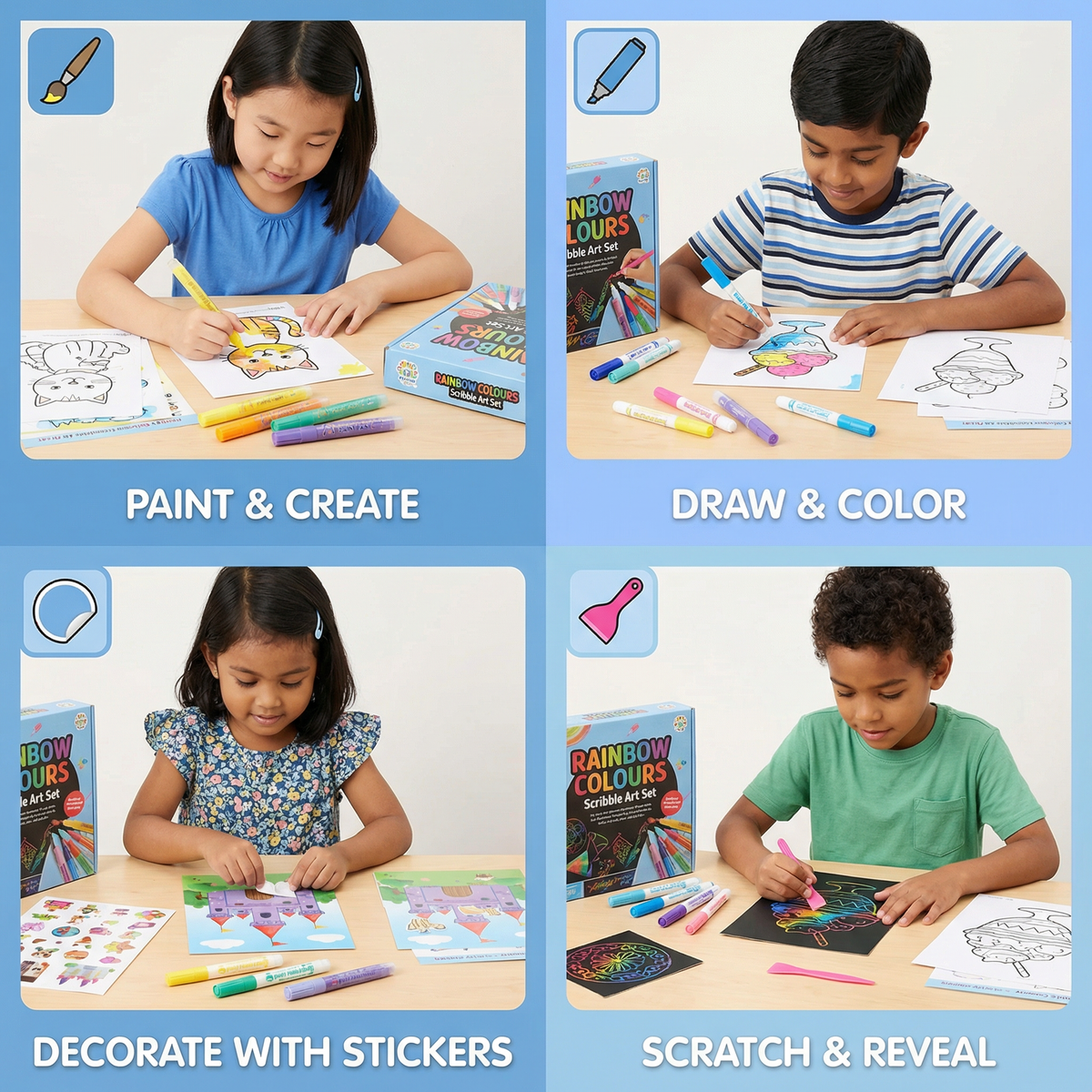 Creative Rainbow Colours Scribble Art Set
