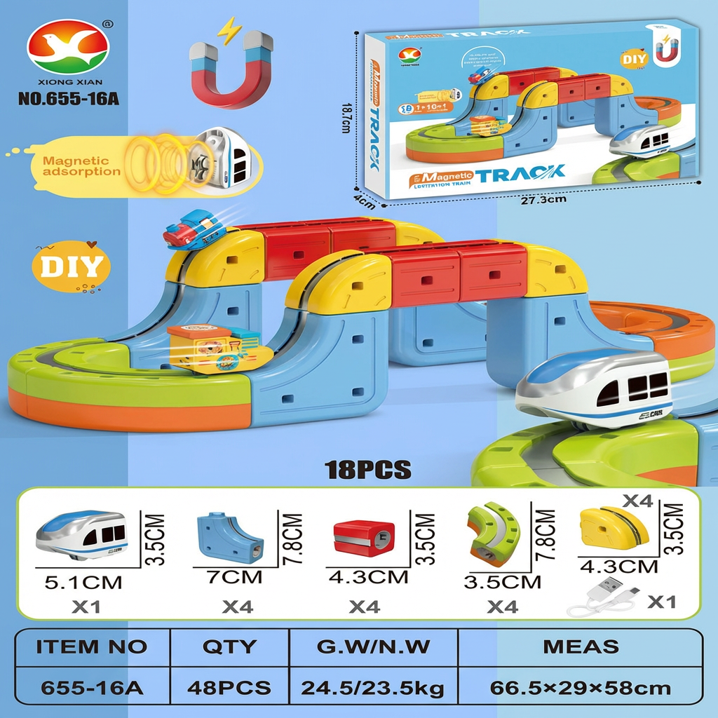 Magnetic Cube Track Railway Toy for Kids