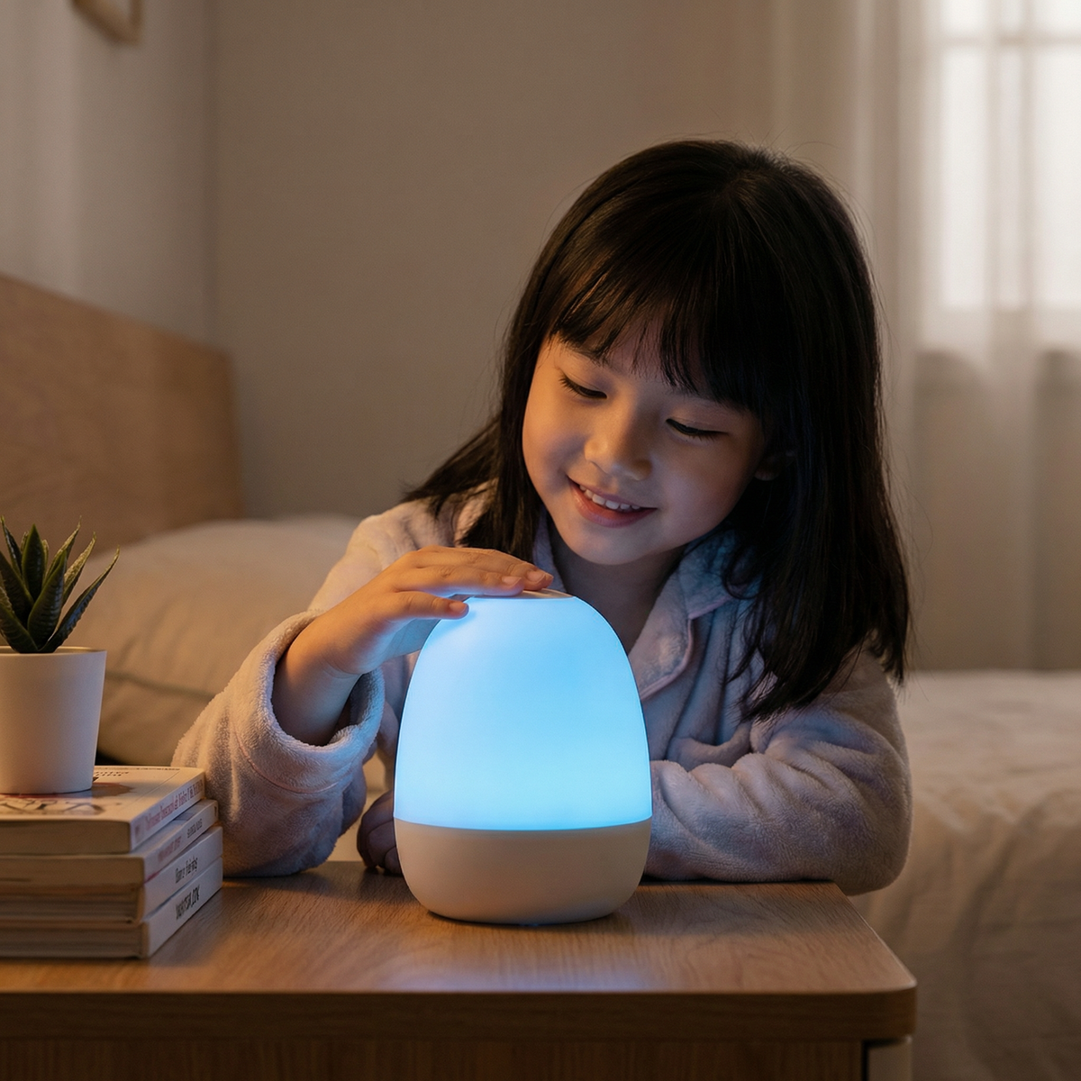Egg-Shaped LED Night Light Made of Silicone