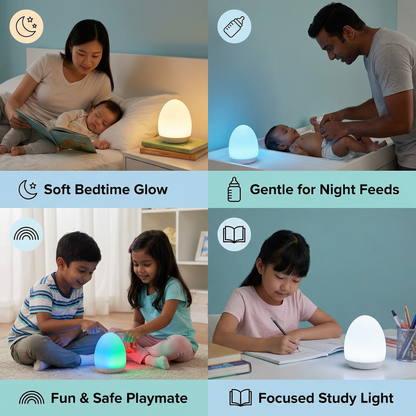 Egg-Shaped LED Night Light Made of Silicone