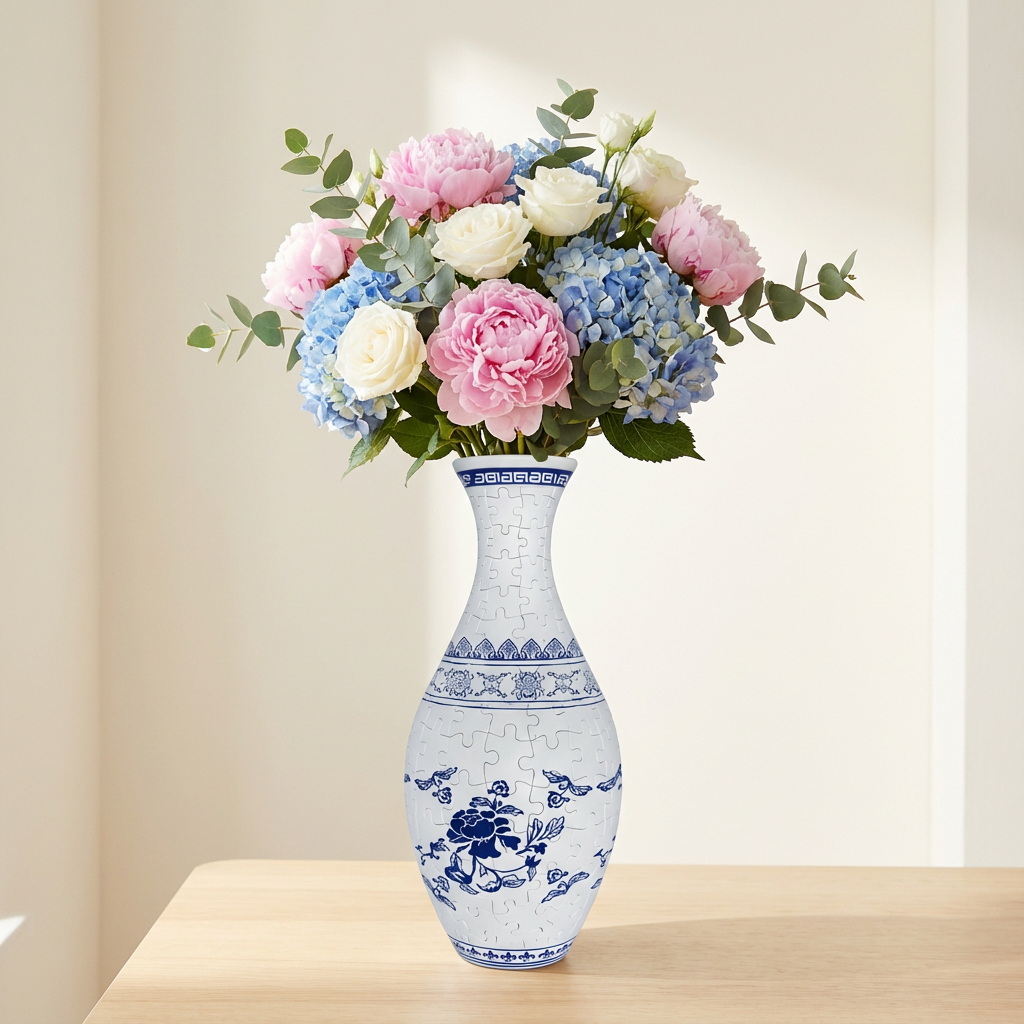 Elegant 3D Puzzle Vase – Usable for Real Flowers