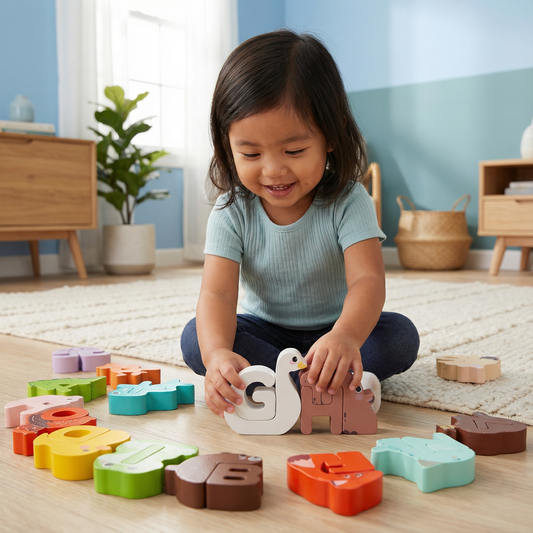 Wooden Animal Alphabet Puzzle – A–Z Educational Toy for Children