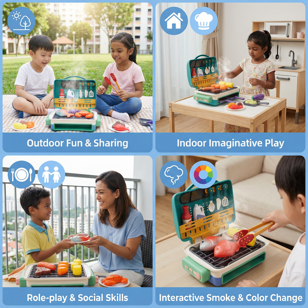 My First BBQ Grill – Kids’ Kitchen with Smoke Effect and Colour-Changing Food